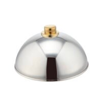 Cloche assiette inox avec bouton couleur doré