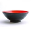 Bol en forme de cône inversé, rond, noir et rouge,